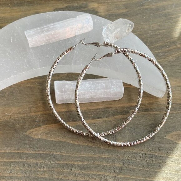 LARGE HOOP EARRINGS IN SILVER - Picture 1 of 1